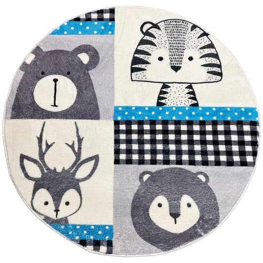 Tapis rond pour enfants Animaux, 100 cm