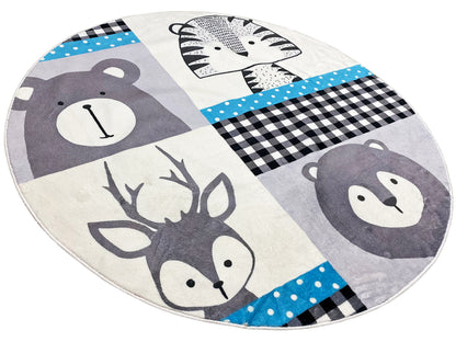 Tapis rond pour enfants Animaux, 120 cm