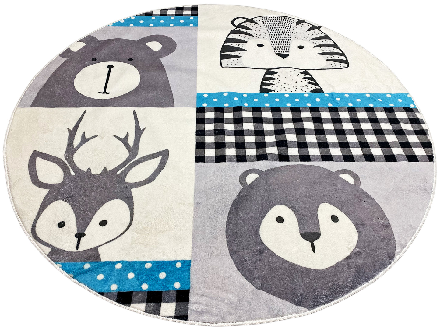 Tapis rond pour enfants Animaux, 120 cm