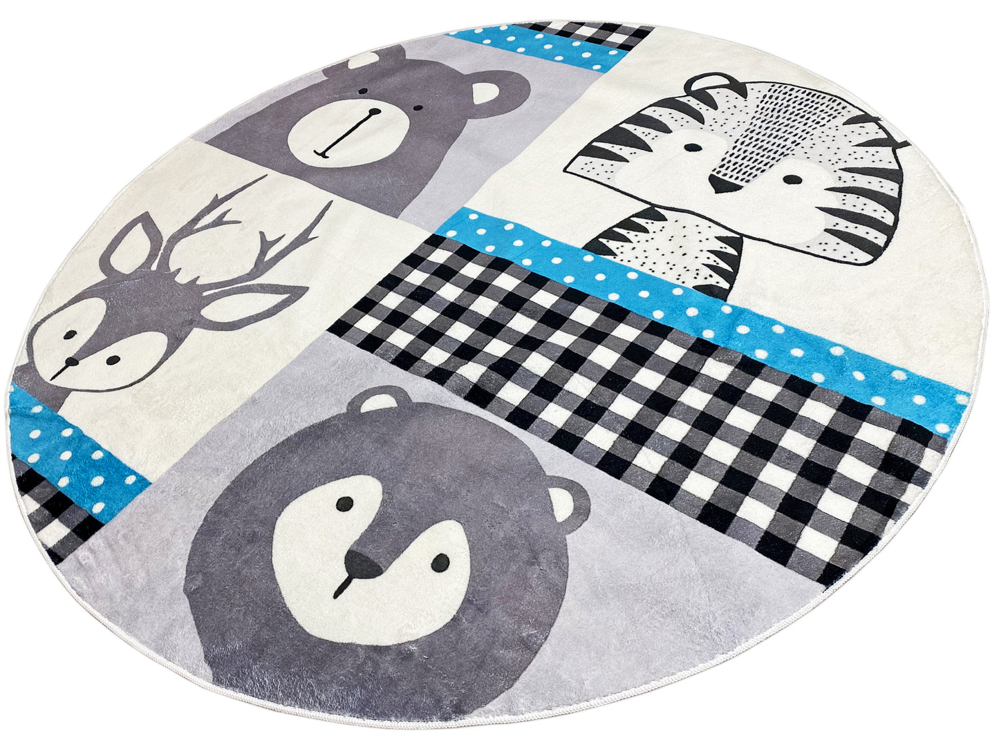 Tapis rond pour enfants Animaux, 120 cm