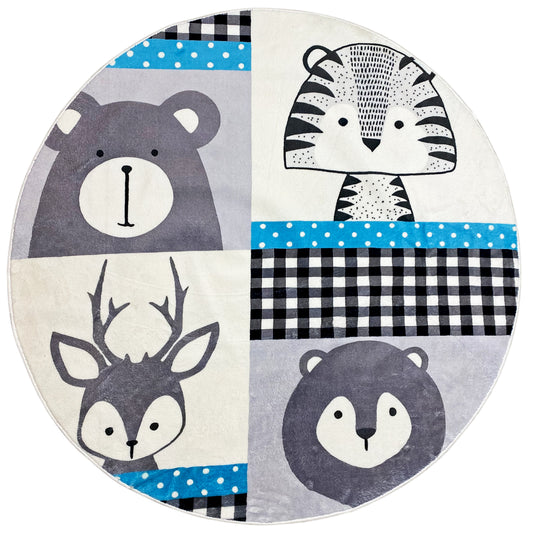 Tapis rond pour enfants Animaux, 120 cm