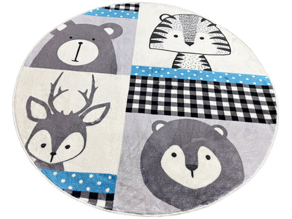 Tapis rond pour enfants Animaux, 160 cm