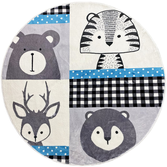 Tapis rond pour enfants Animaux, 160 cm