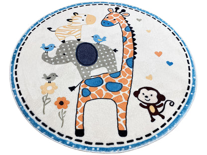 Tapis rond pour enfants Animaux, 100 cm