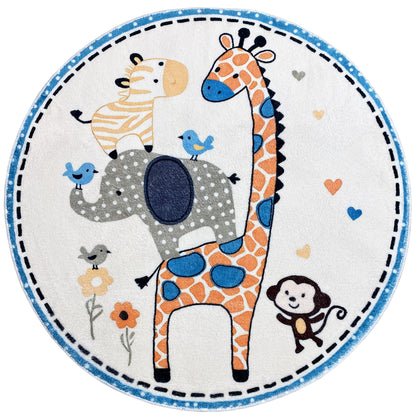 Tapis rond pour enfants Animaux, 100 cm