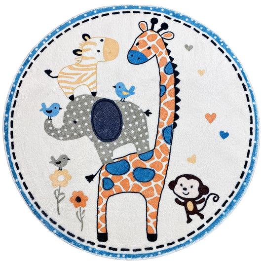 Tapis rond pour enfants Animaux, 100 cm