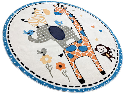 Tapis rond pour enfants Animaux, 120 cm