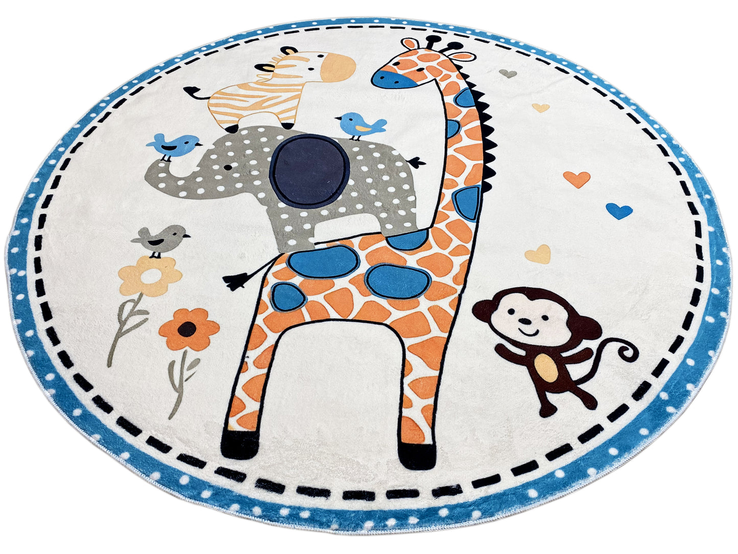 Tapis rond pour enfants Animaux, 120 cm