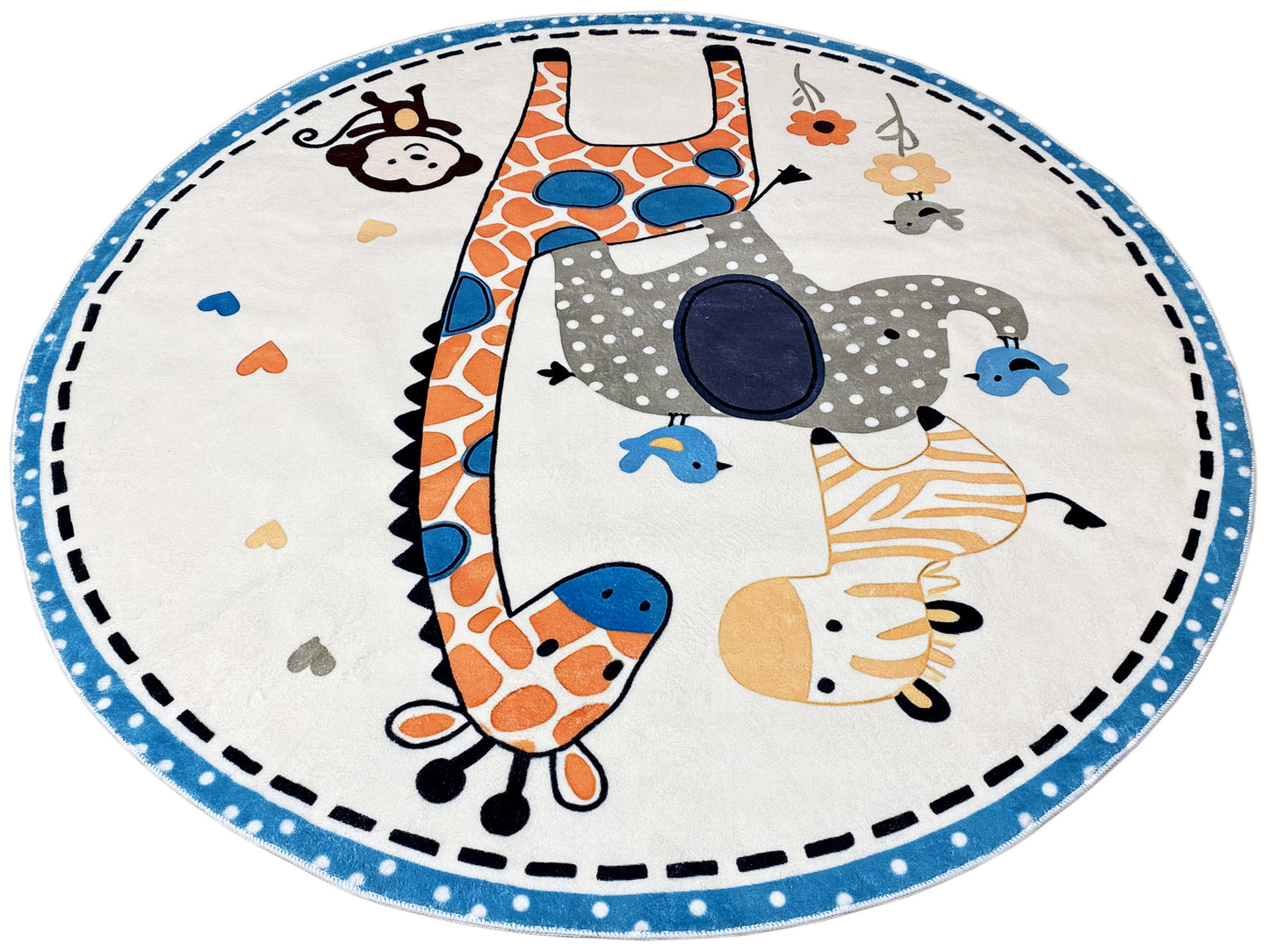 Tapis rond pour enfants Animaux, 120 cm