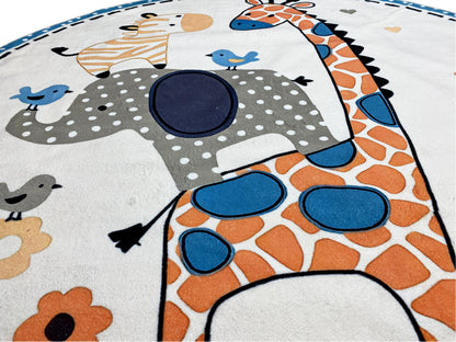 Tapis rond pour enfants Animaux, 120 cm