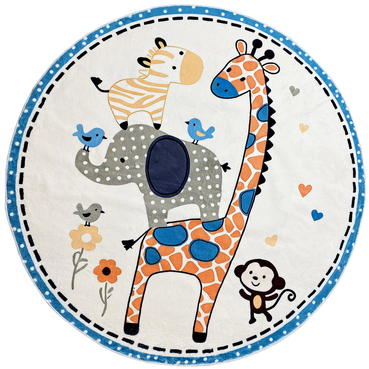 Tapis rond pour enfants Animaux, 120 cm