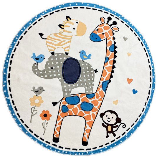Tapis rond pour enfants Animaux, 120 cm