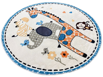 Tapis rond pour enfants Animaux, 160 cm