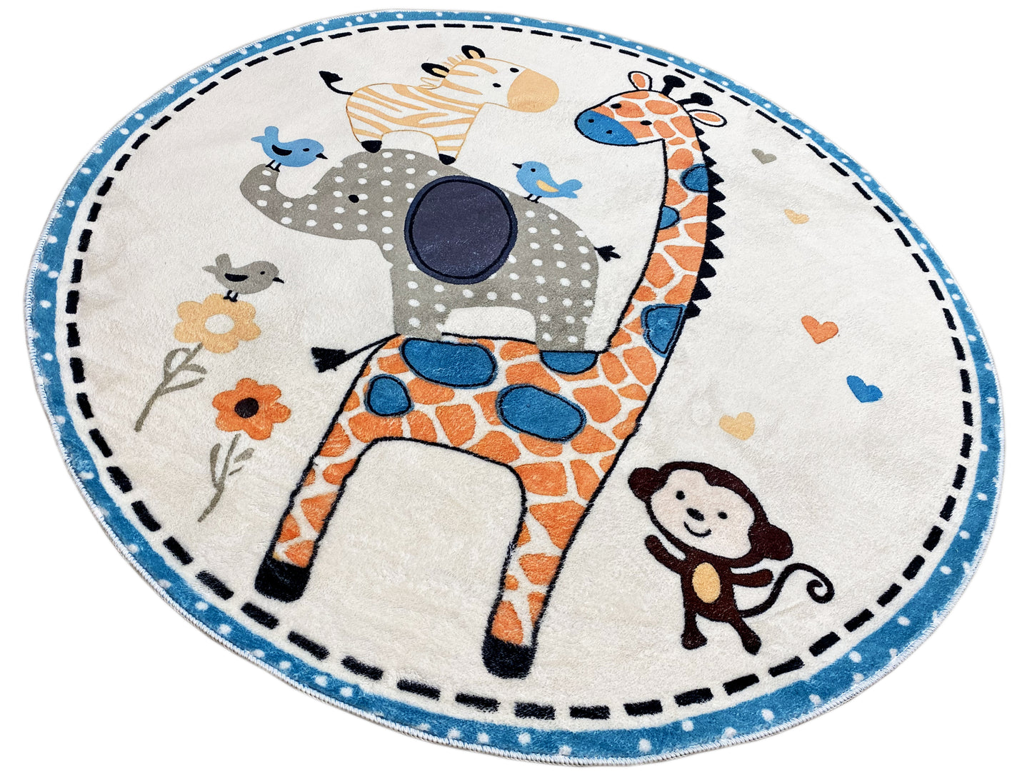 Tapis rond pour enfants Animaux, 160 cm