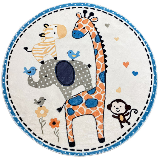 Tapis rond pour enfants Animaux, 160 cm