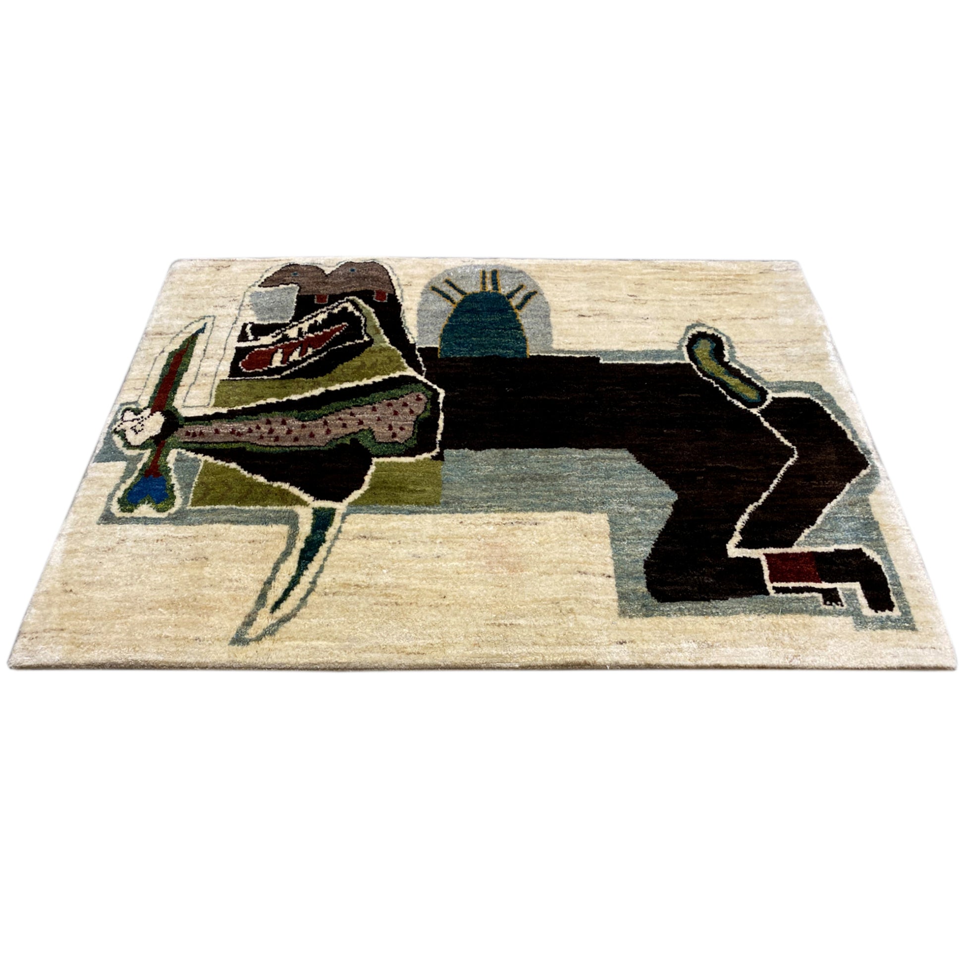 Löwen Gabbeh Teppich 117x80 cm - German Carpet Shop