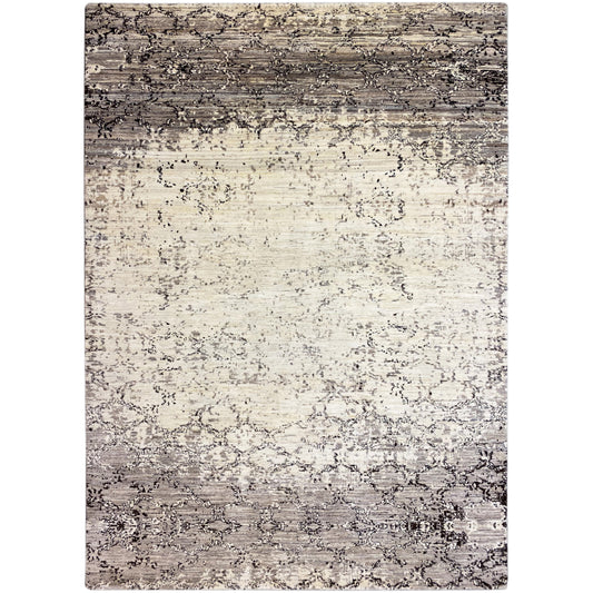 Tapis beige-gris à motif abstrait, rectangulaire, texture fine (299x200 cm)