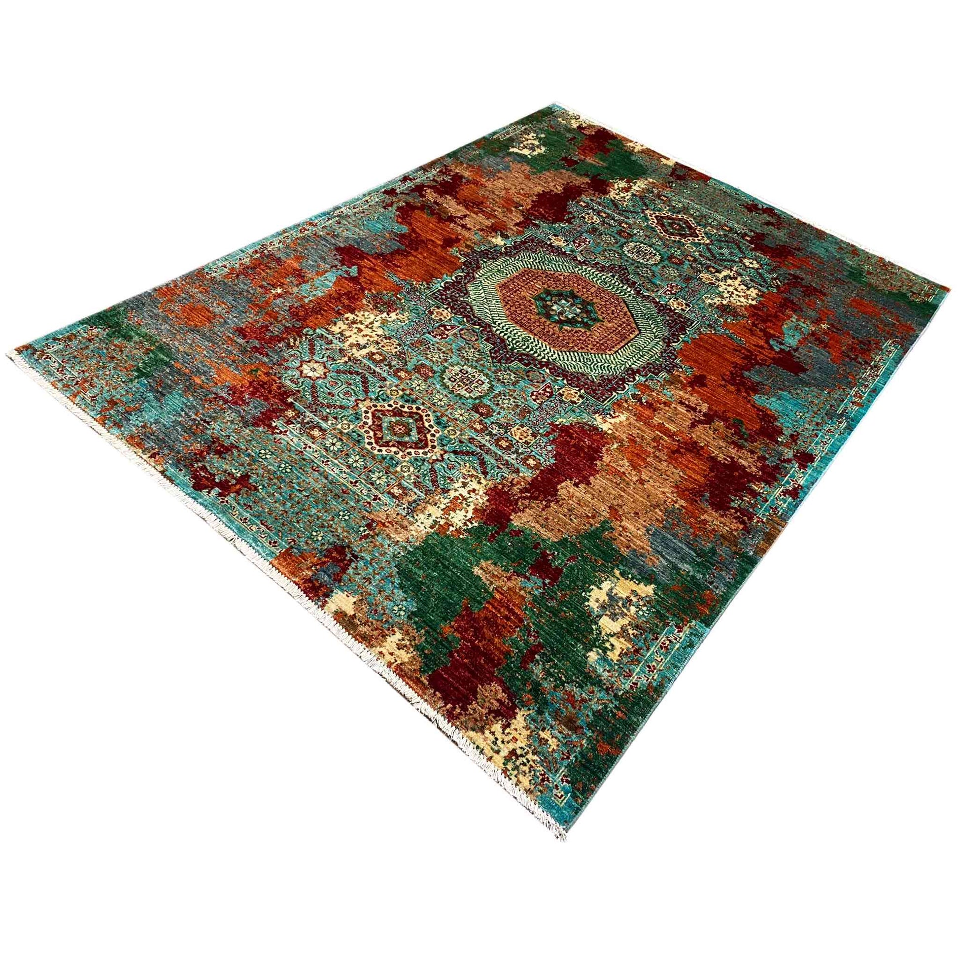 Mamluk Teppich, Türkis/Mehrfarbig, 237x173 cm - German Carpet Shop