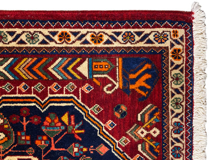 Tapis 63x60 cm Vue détaillée : bordure ornée de motifs et franges blanches