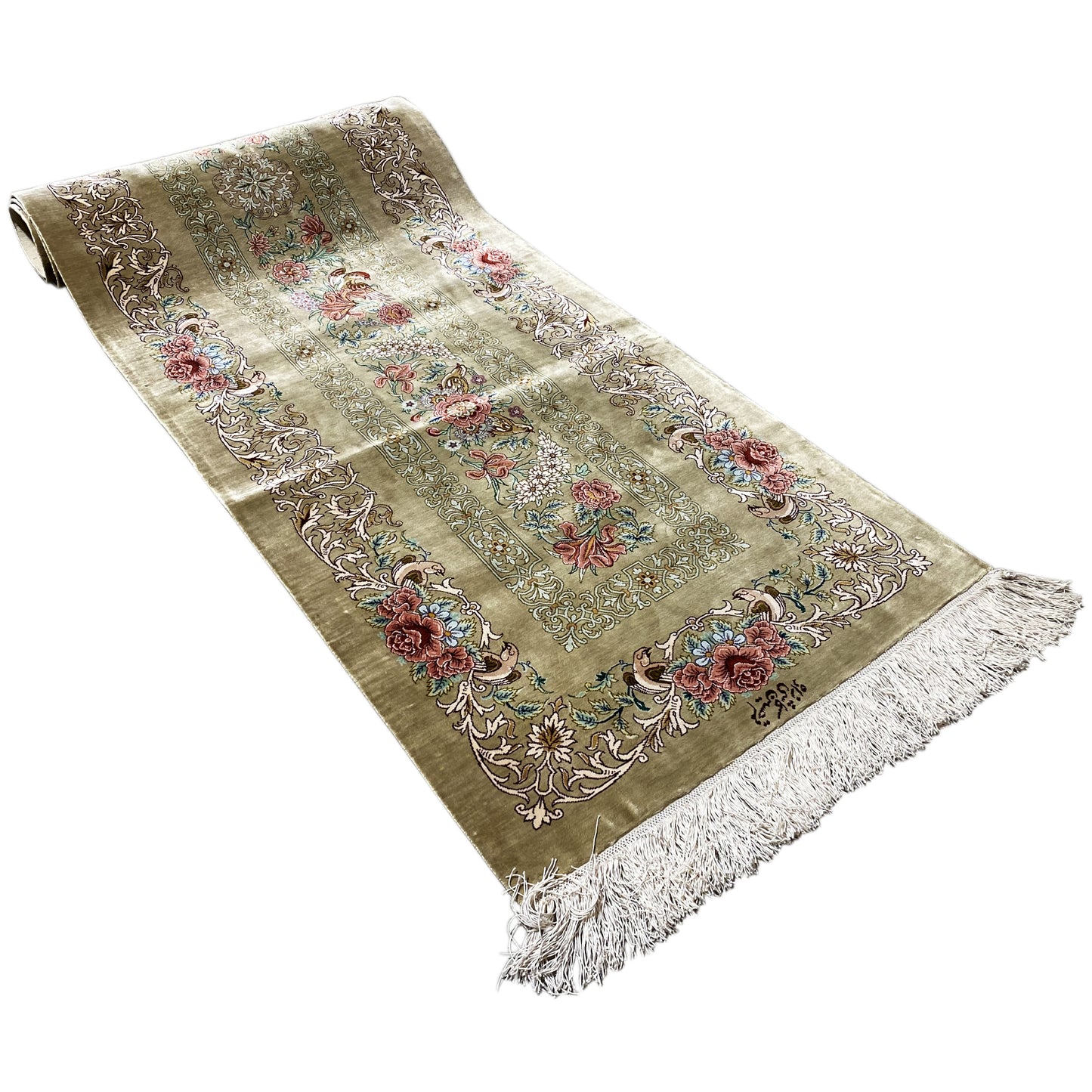 Tapis en soie Ghom - 904736 (195x53 cm)
