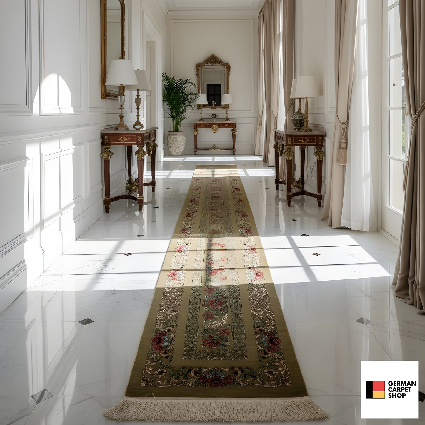 Tapis en soie Ghom - 904736 (195x53 cm)