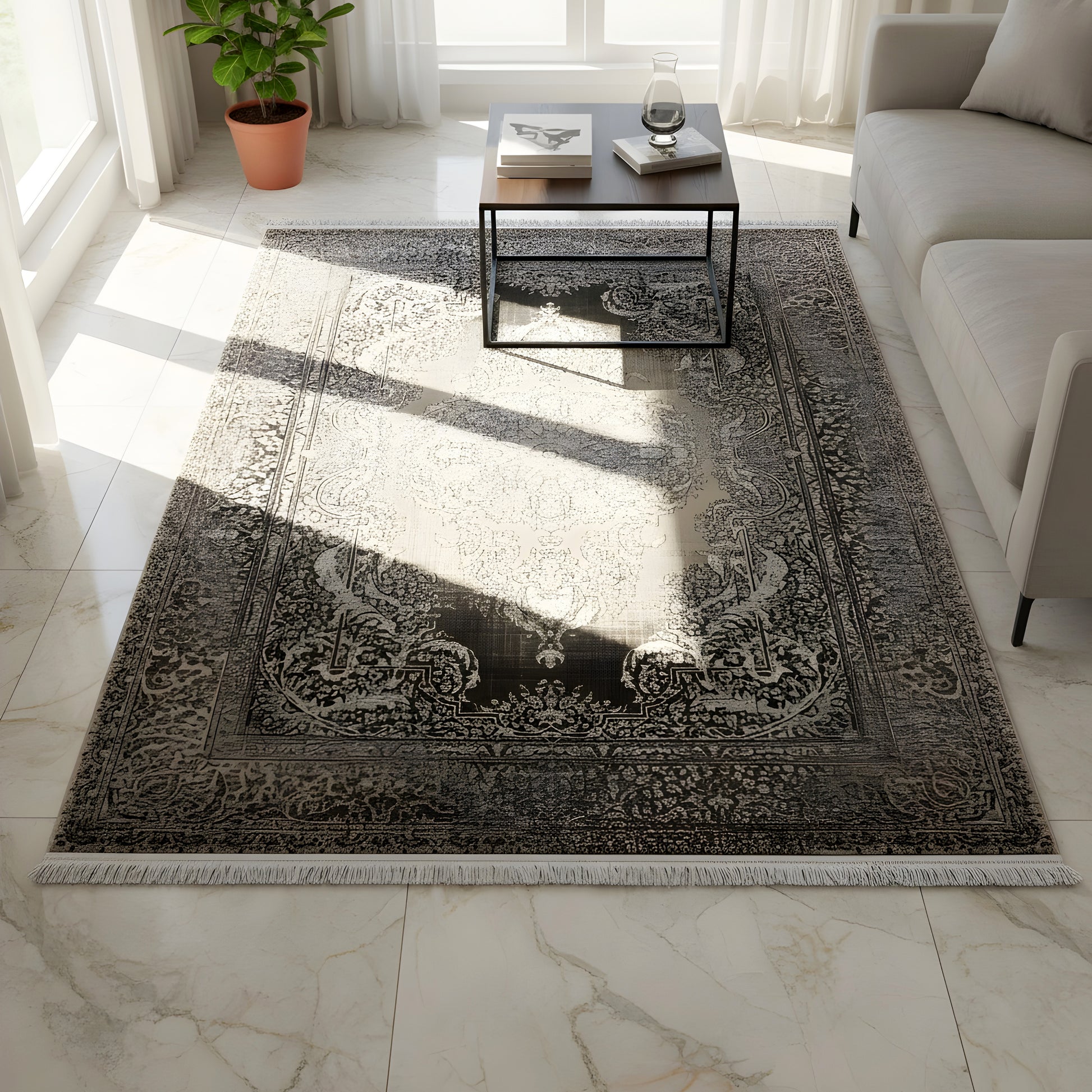 Wohnzimmerteppiche-700-704Silber-Gold - German Carpet Shop