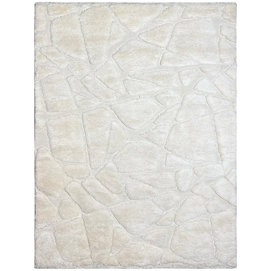 Handgeknüpfter Berber Wollteppich in Elfenbein mit organischem Steinmuster