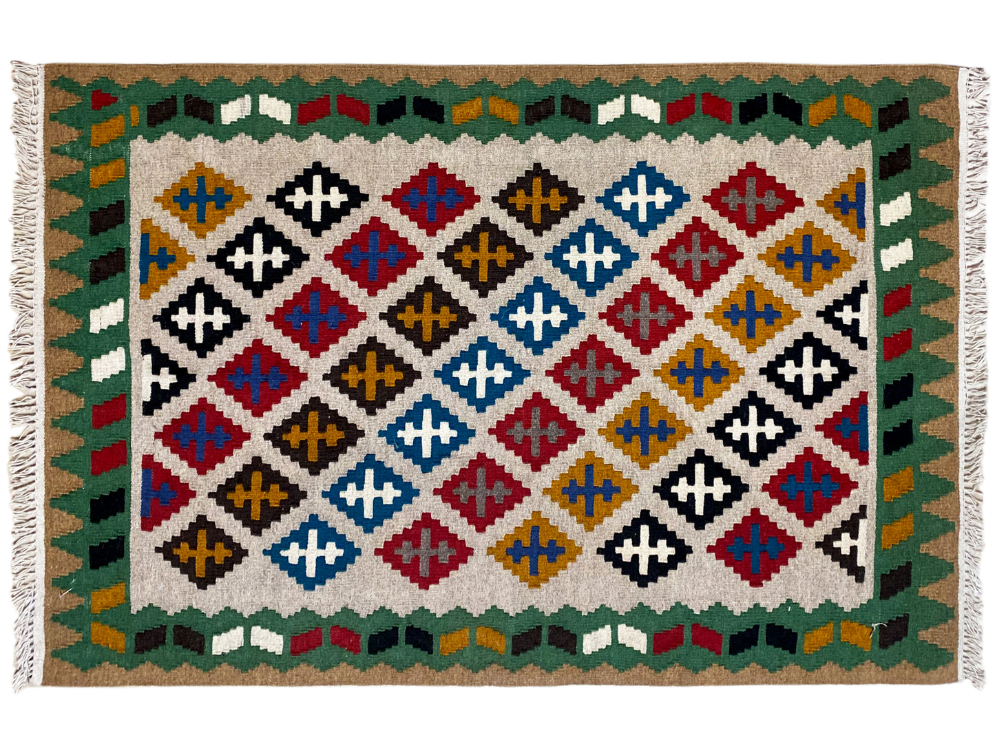 Geometrischer Qashqai Kelim Teppich für Wohnzimmer und Flur 147x95