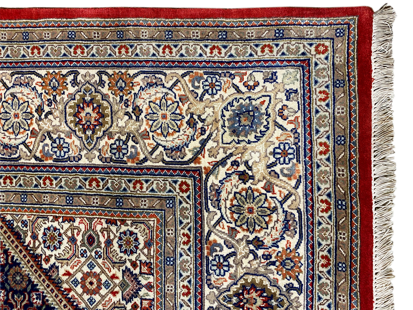 Edler Bidjar Orientteppich rot mit Medaillon und floralen Details, 255x202 cm, Wolle