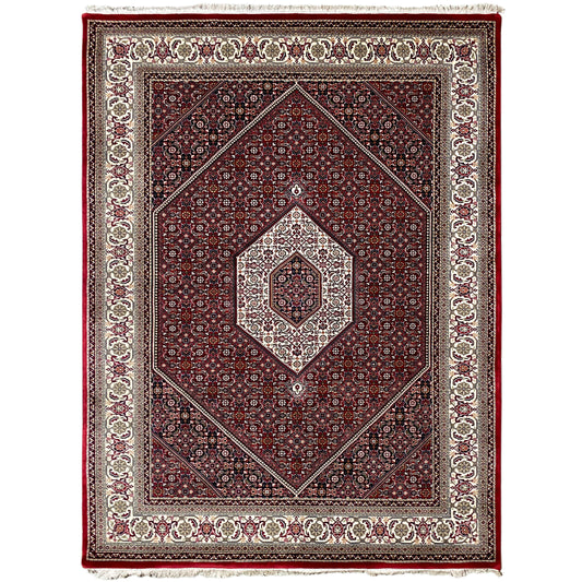 Handgeknüpfter Bidjar Teppich aus Wolle rot creme 242x172 cm