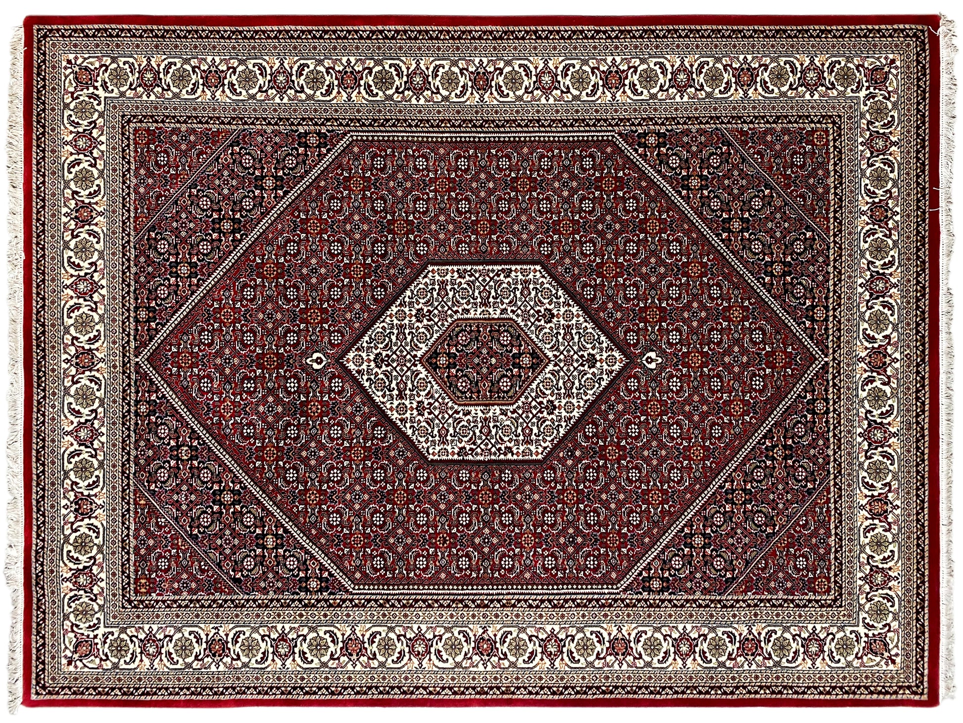 Perserteppich Bidjar floral geometrisch gemustert rot creme