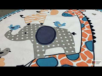 Tapis rond pour enfants Animaux, 120 cm