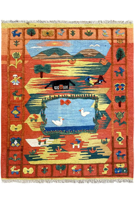 Kilim Qashqai - 301892 (120x102cm) - German Carpet Shop