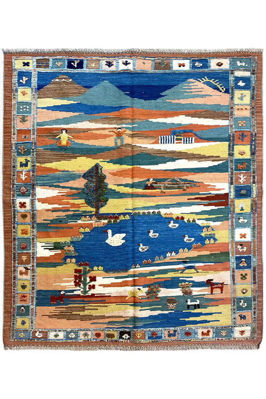 Kilim Qashqai - 800607 (205x157cm) - German Carpet Shop