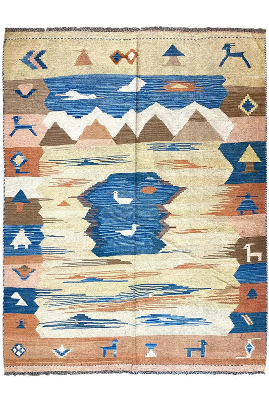 Kilim Qashqai - 804915 (214x146cm) - German Carpet Shop