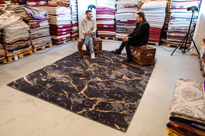 Designer Rug by Pascal Walter - Marble Black (307x253 cm) - German Carpet Shop