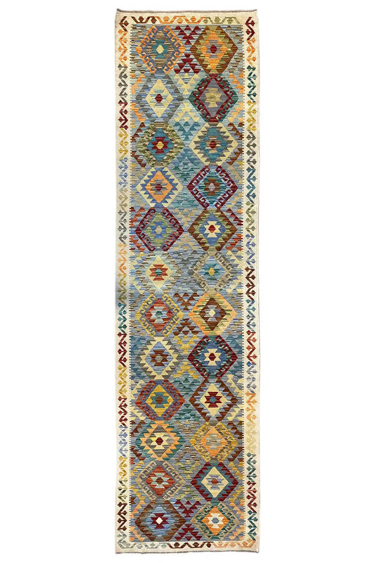 Kelim Afghan - 30221 (382x92cm) - German Carpet Shop