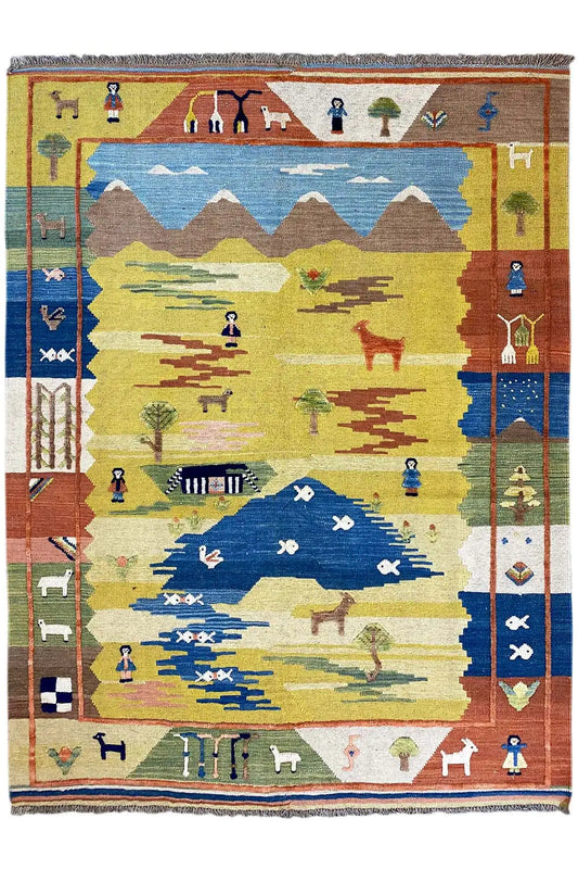 Kilim Qashqai - 800592 (193x154cm) - German Carpet Shop
