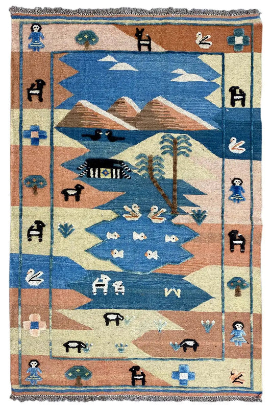 Kilim Qashqai - 605614 (150x102cm) - German Carpet Shop