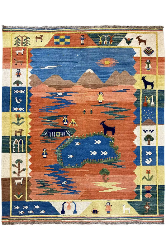 Kilim Qashqai - 800596 (187x154cm) - German Carpet Shop