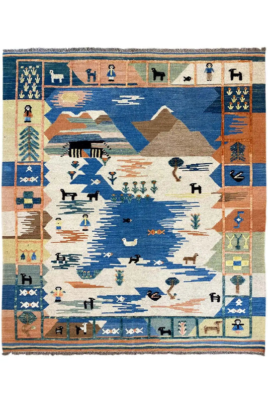 Kilim Qashqai - 605616 (198x158cm) - German Carpet Shop