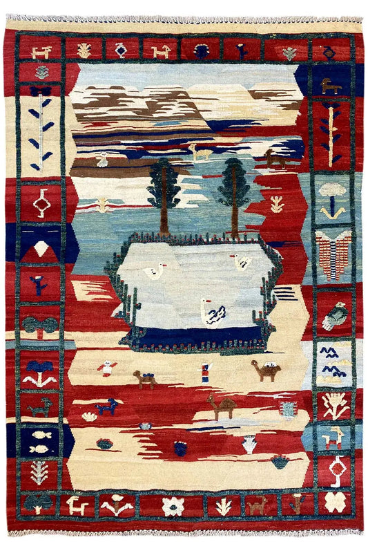 Kilim Qashqai - 700085 (205x151cm) - German Carpet Shop