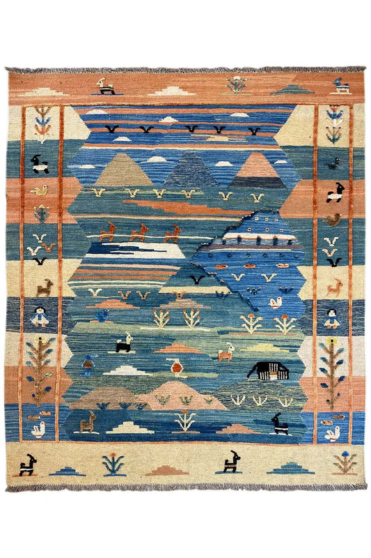 Kilim Qashqai - 605615 (194x153cm) - German Carpet Shop