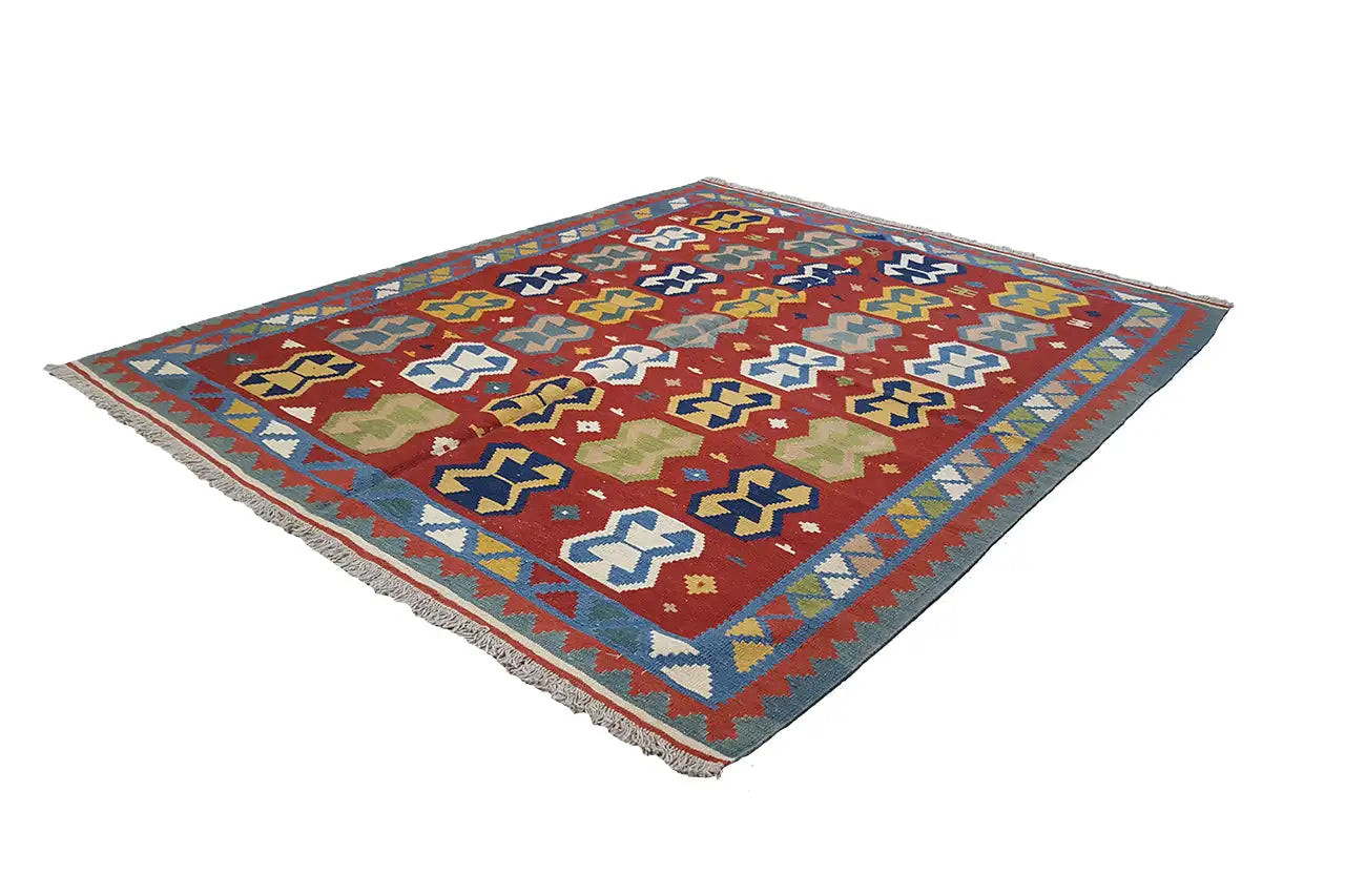  Kilim Qashqai  - 802406 (198x158 cm) - Premium Kelim from German Carpet Shop - Just €289! Shop now at German Carpet Shop