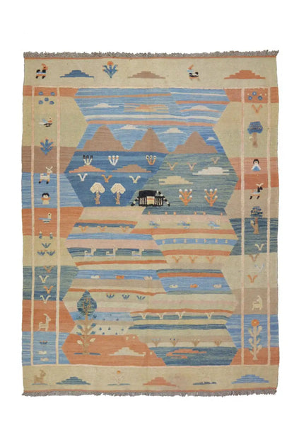 Kilim Qashqai - 804917 (190x153cm) - German Carpet Shop