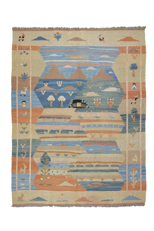 Kilim Qashqai - 804917 (190x153cm) - German Carpet Shop